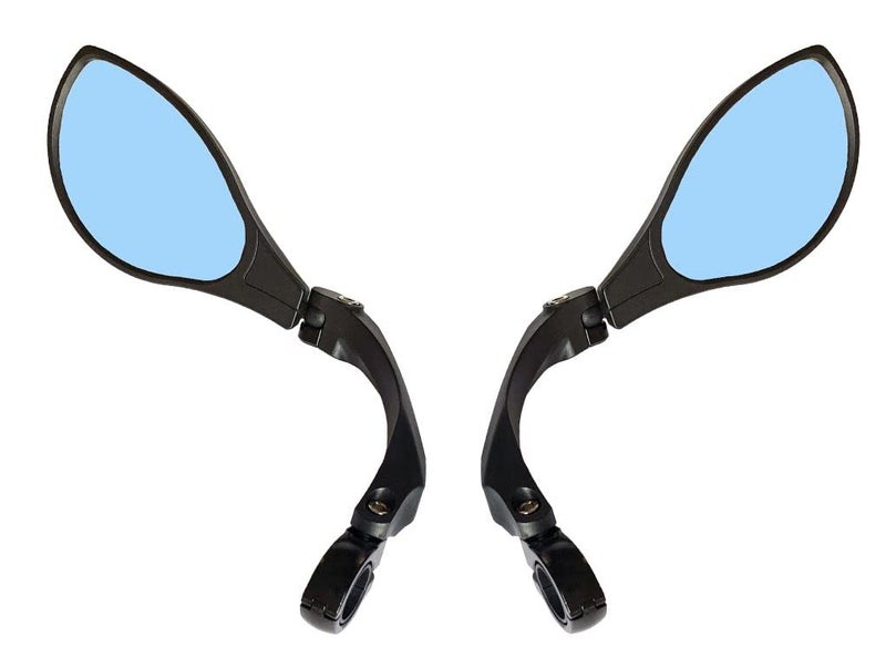 Hafny New Handlebar Bike Mirror, HD Blast-Resistant, Safe Crystal Clear Glass, Adjustable Rotatable Bike Mirror, Rearview Mirror, HF-M902B-FR01 (Anti-glare Blue (1 Pair)) - Image 1